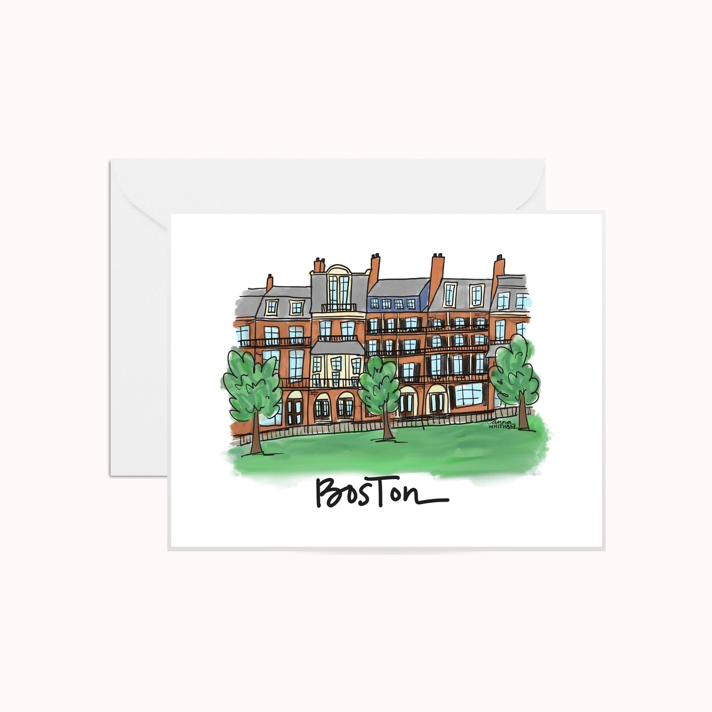 Boston Brownstone Greeting Card