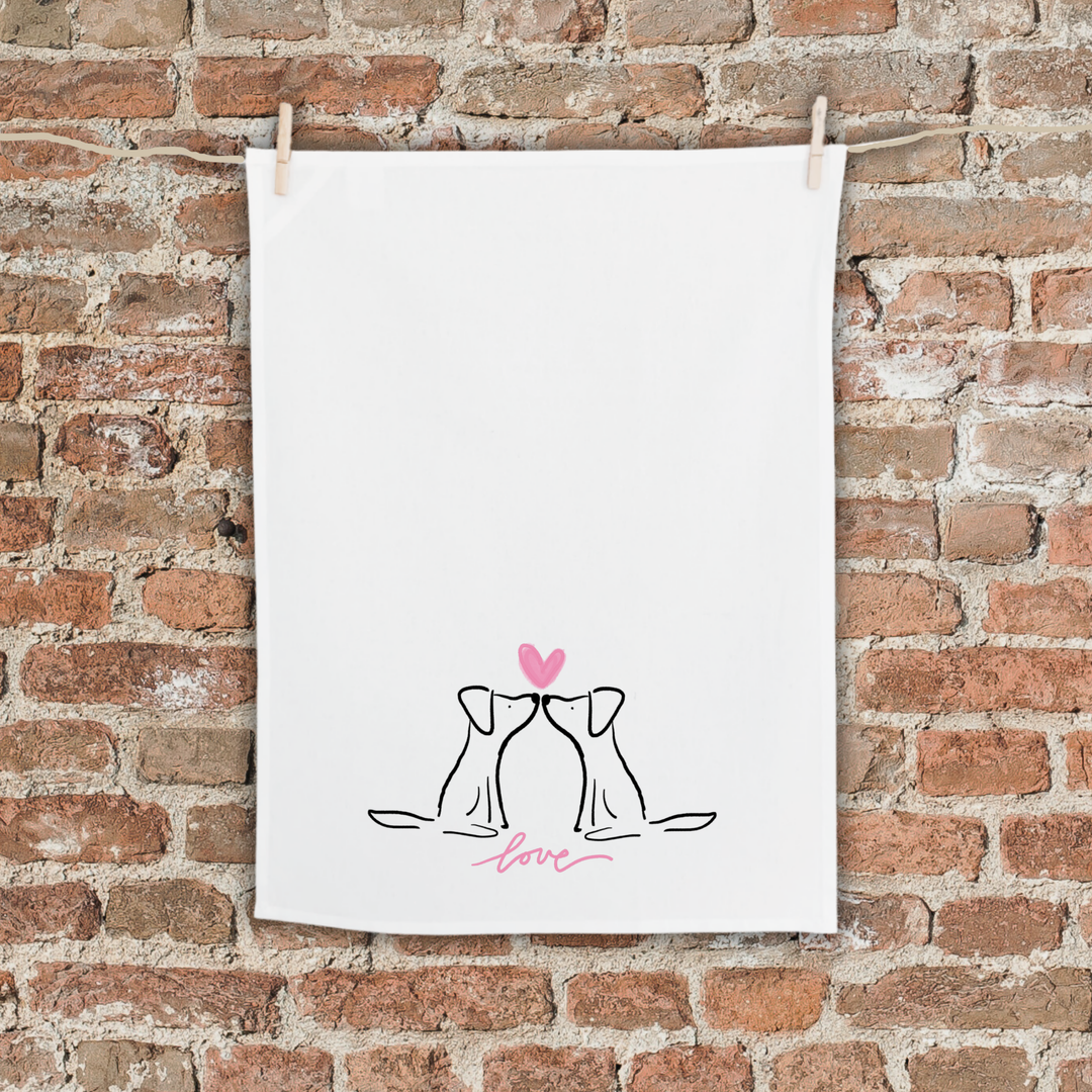 Love Dog Tea Towel