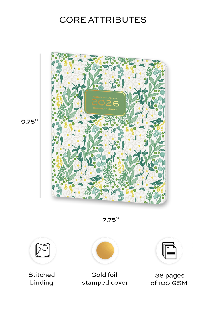 Jardin Floral 2026 Monthly Planner