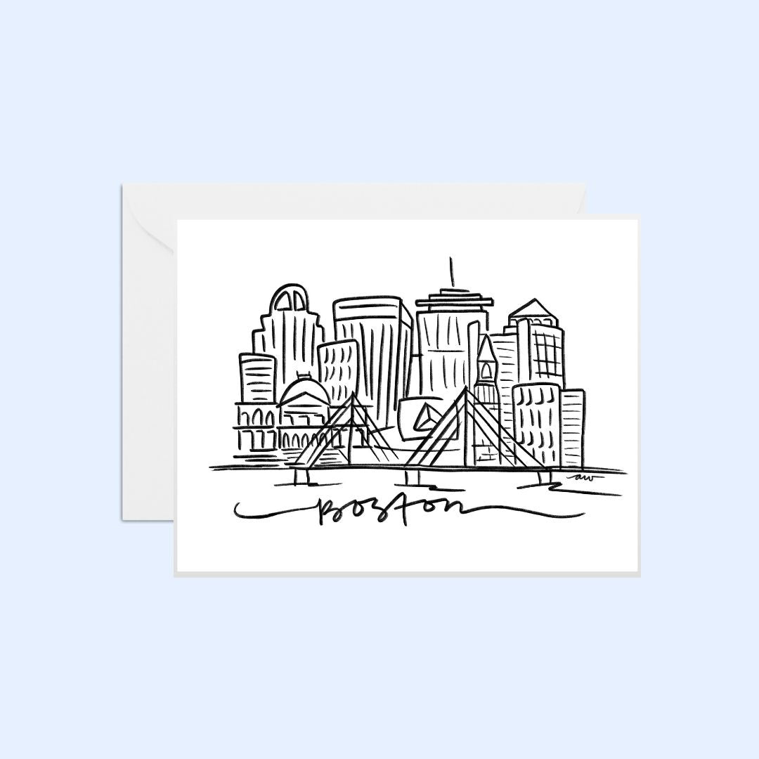Boston Line Drawing Greeting Card