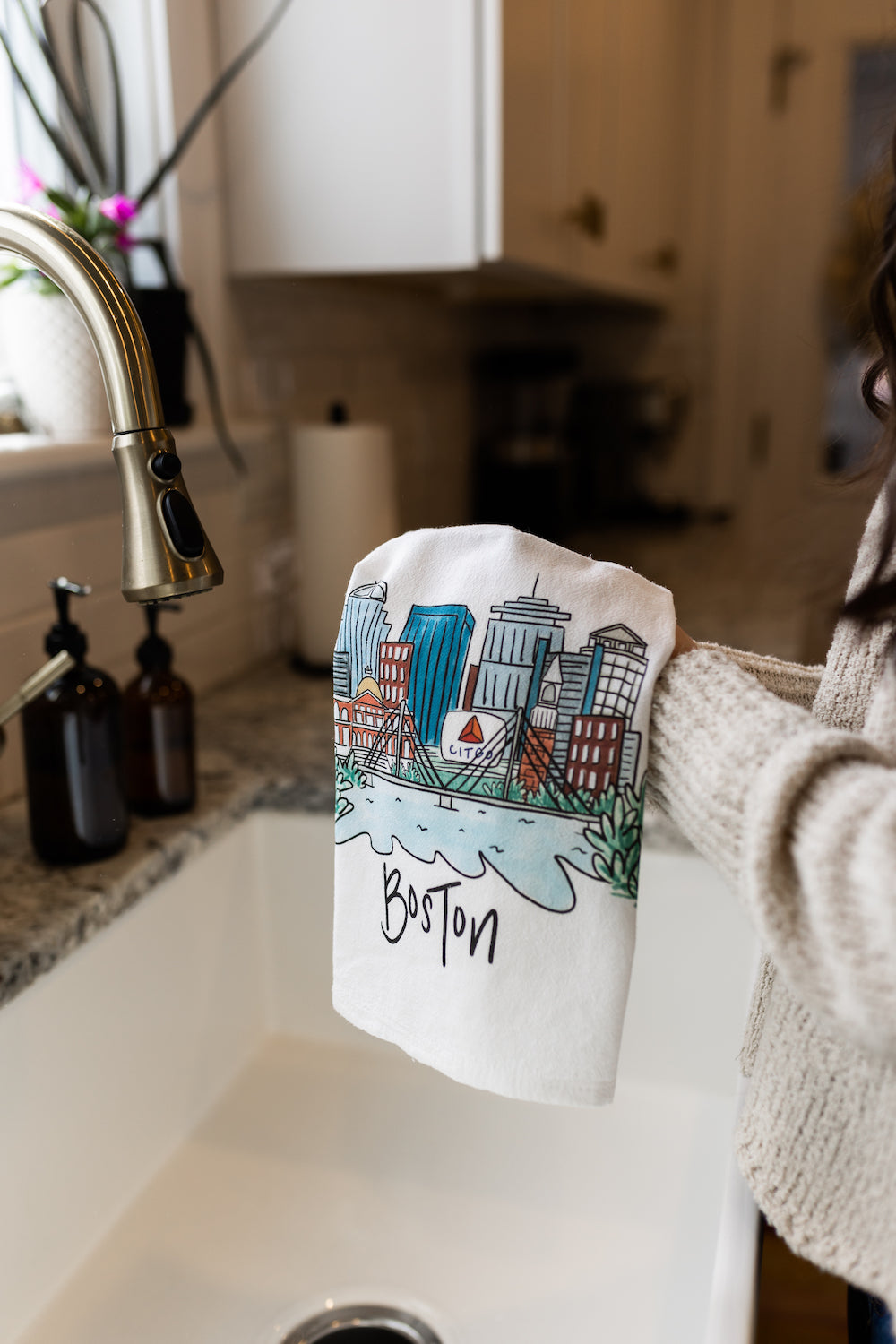 Boston Brownstone Tea Towel