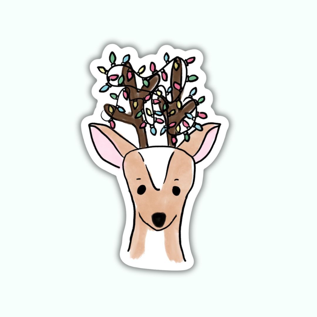 Christmas Deer Vinyl Sticker | Holiday Sticker | Fun |