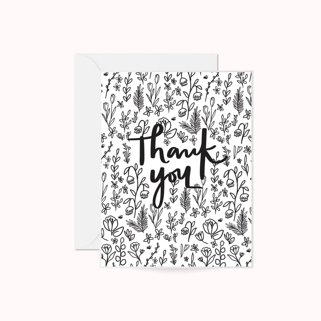 Inked Floral Thank You Notecard Set