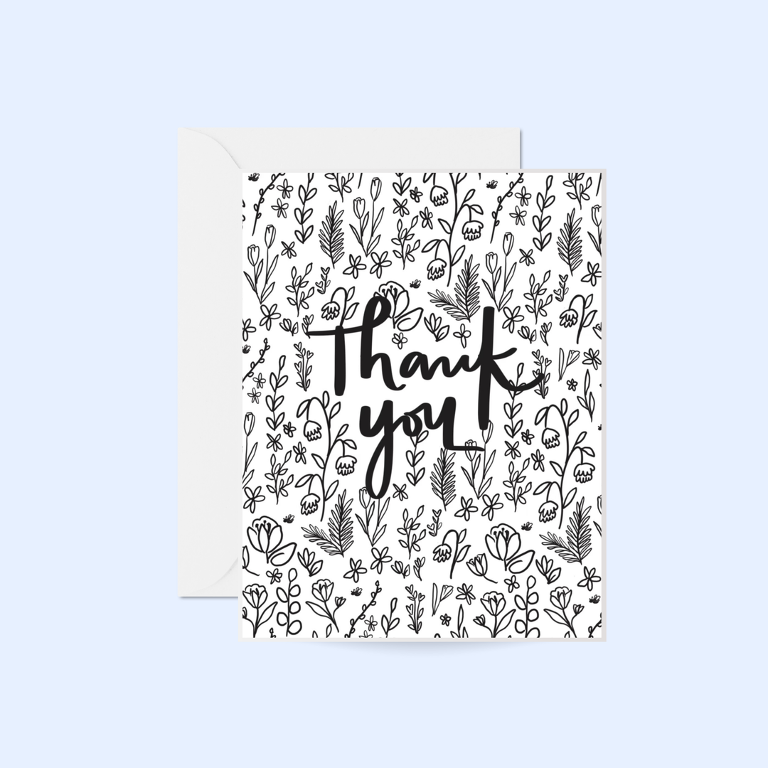 Inked Floral Thank You Notecard Set