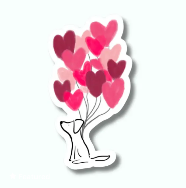 Love Balloon Dog Sticker