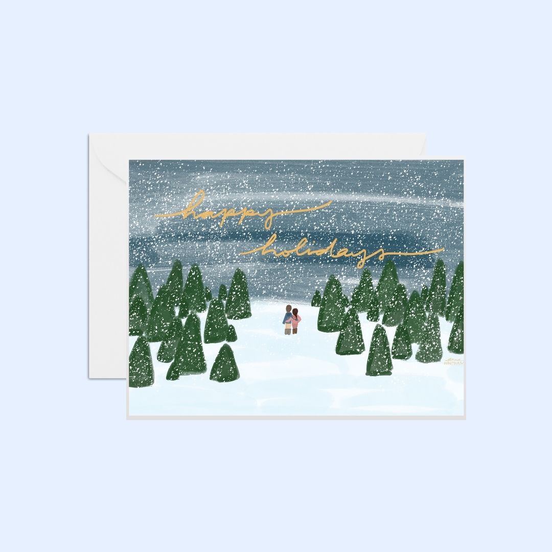 Snowy Holiday Night Notecard Set