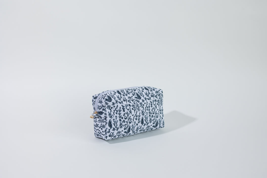 Inked Floral Zipper Pouch