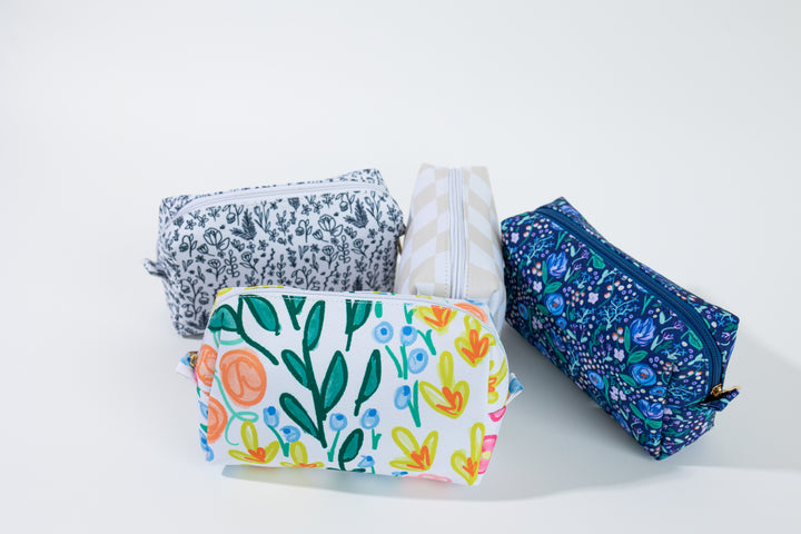 Inked Floral Zipper Pouch