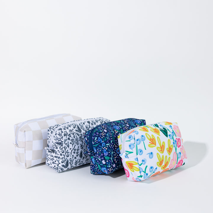 Neutral Checked Zipper Pouch