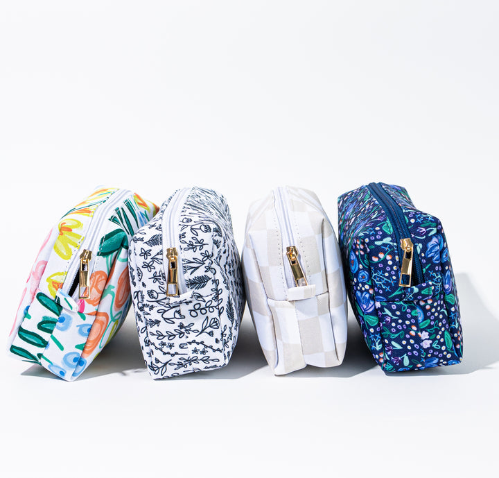 Inked Floral Zipper Pouch