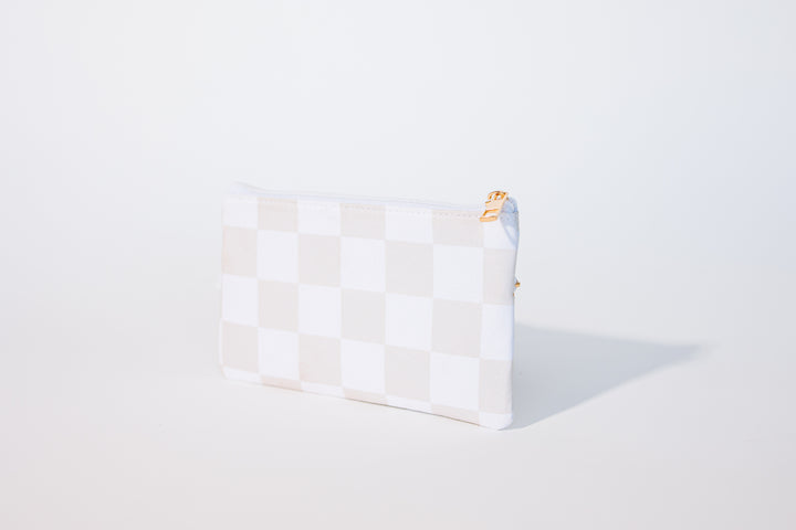 Neutral Checked Pencil Pouch | Zipper Bag | Pencil Bag |