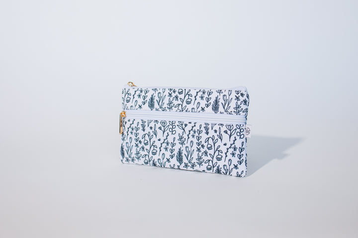 Inked Floral Pencil Pouch | Zipper Bag | Pencil Bag |