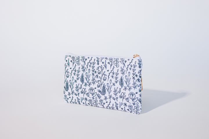 Inked Floral Accessory Pouch