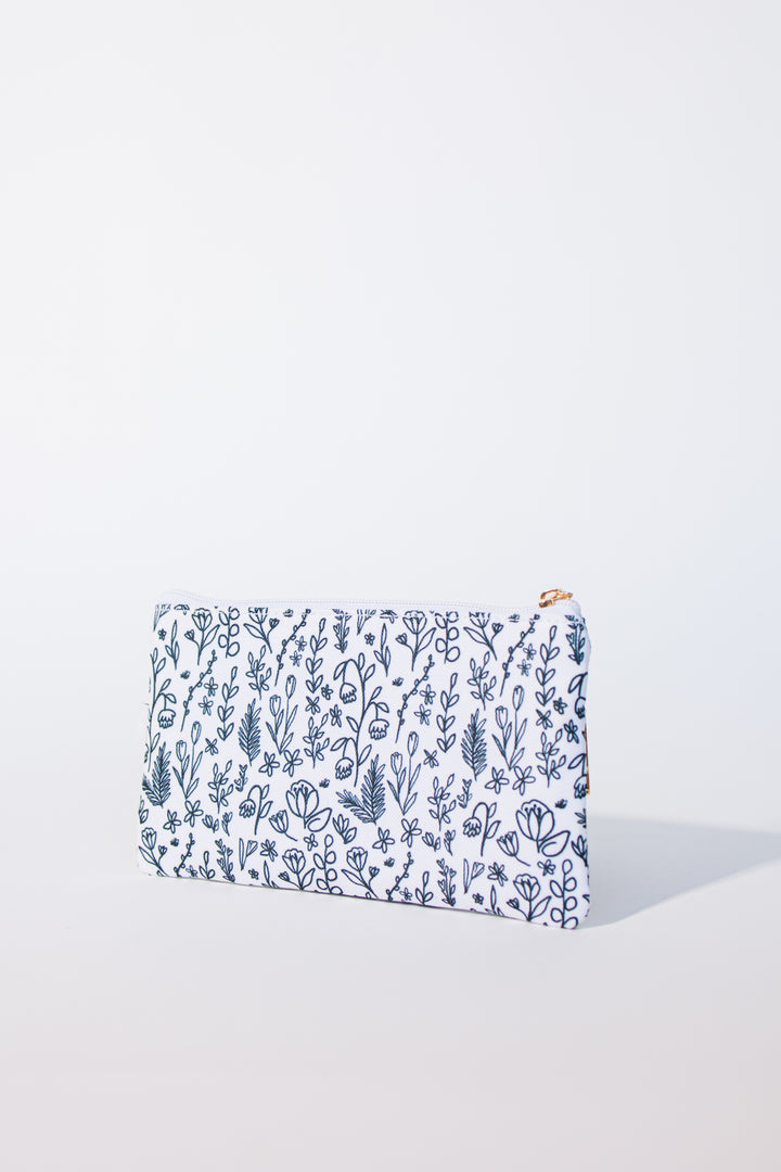 Inked Floral Pencil Pouch | Zipper Bag | Pencil Bag |