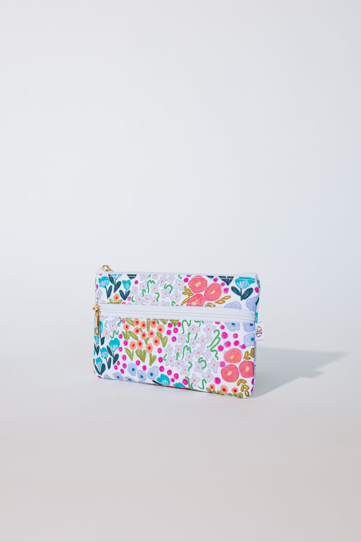 Ellender White Floral Pencil Pouch | Zipper Bag | Pencil Bag |