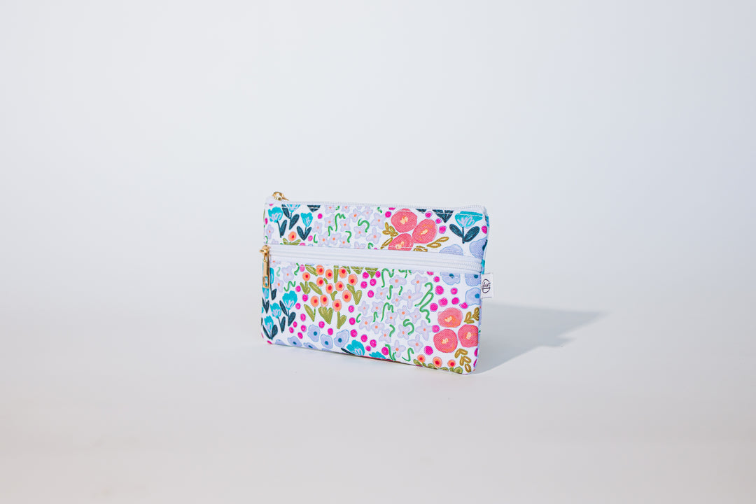 Ellender White Floral Pencil Pouch | Zipper Bag | Pencil Bag |