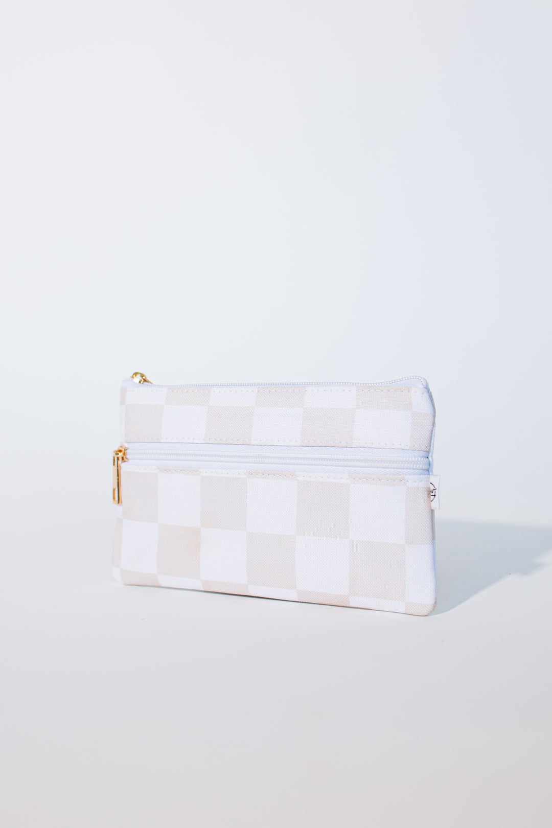 Neutral Checked Pencil Pouch | Zipper Bag | Pencil Bag |