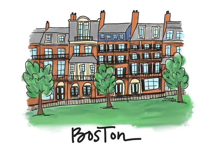 Boston Brownstone Tea Towel