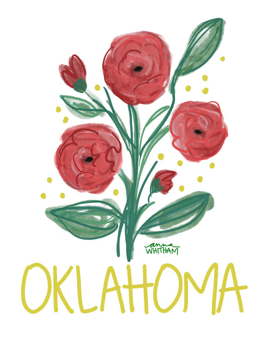 Oklahoma Rose Tea Towel